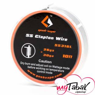 Geekvape SS Clapton Wire 0.4мм+0.25мм 26ga+30ga 3м Geekvape SS Clapton Wire 0.4мм+0.25мм 26ga+30ga 3м